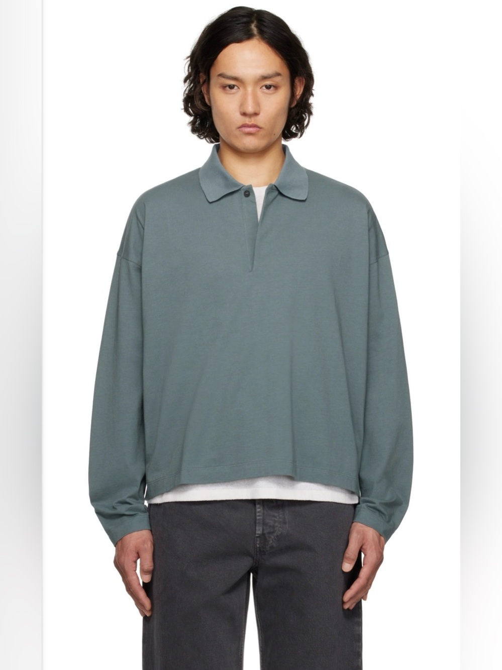 The Row Gray Bryson Polo Men's Size XL Oversized Organic Cotton